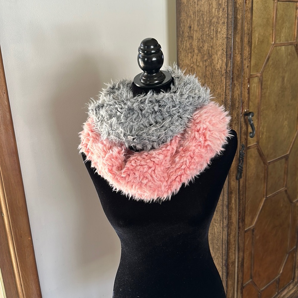 Fluffy Warm Soft Pink or Grey Scarf